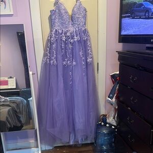 Amazon Lavender Lace Prom Dress